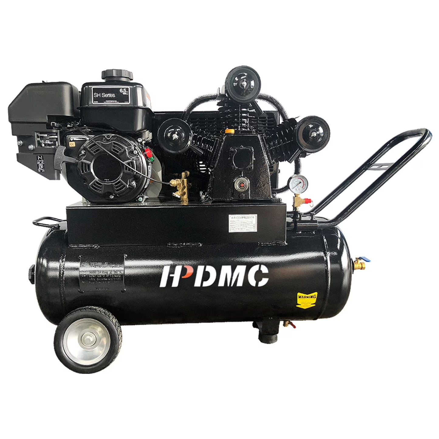 Horizontal 6.5 HP 9 Gal Gas-Powered Portable Air Compressor Double Tank 125 PSI 12 CFM