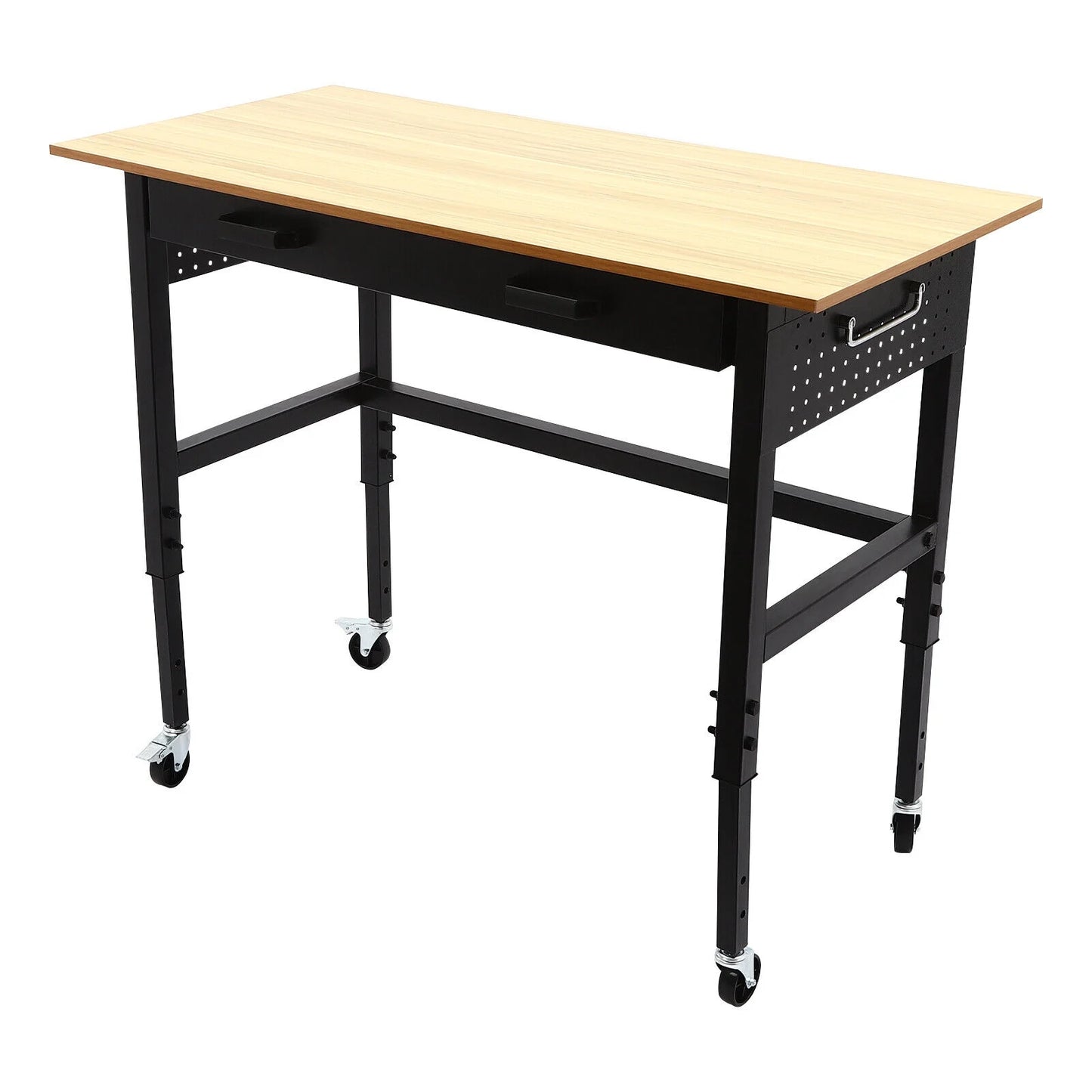 Multi-Functional Mobile Workbench | Adjustable Height | Power Outlet & Drawer | 200 lbs Capacity | Ideal for Garage, Home, and Office