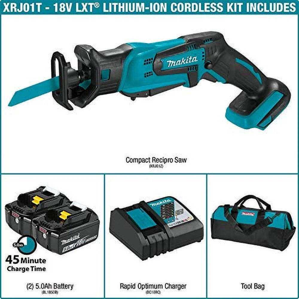 Makita LXT Cordless Compact Recipro Saw Kit 5.0Ah Lithium-Ion 18V 0-3000 RPM