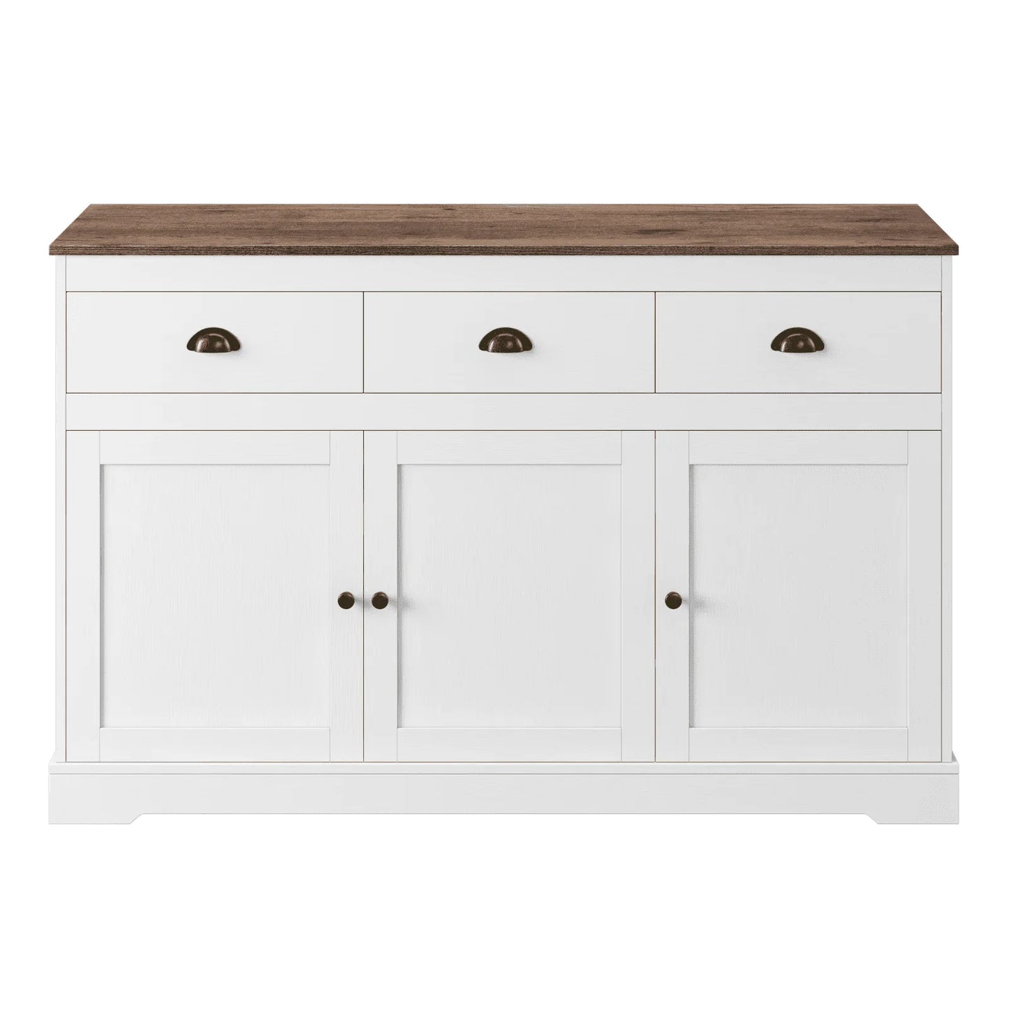 Homfa Sideboard Storage Cabinet with 3 Drawers & 3 Doors, 53.54'' Wide Buffet Cabinet for Dining Room, White