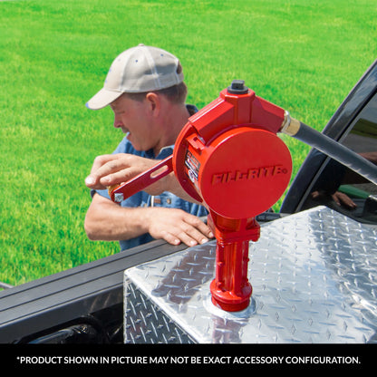 Fill-Rite FR112 Fuel Transfer Rotary Hand Pump w/Discharge Hose, Nozzle Spout, & Suction Pipe