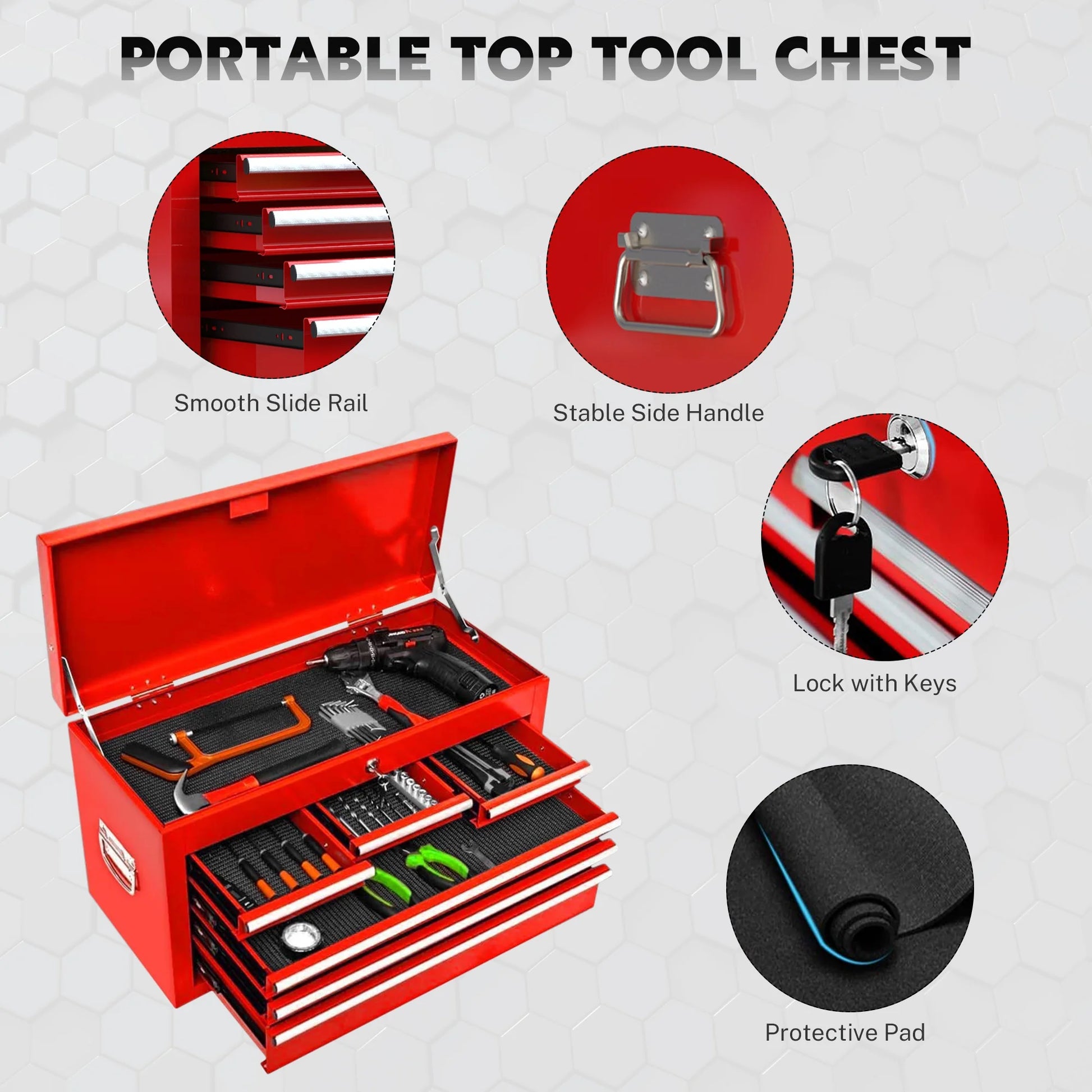 8-Drawer Rolling Tool Chest, 2-IN-1 Tool Chest and Cabinet Stainless Steel, Removable Tool Box Organizer On Wheels Large Cabinet and Sliding Drawers for Garage Workstation Workshop, Red