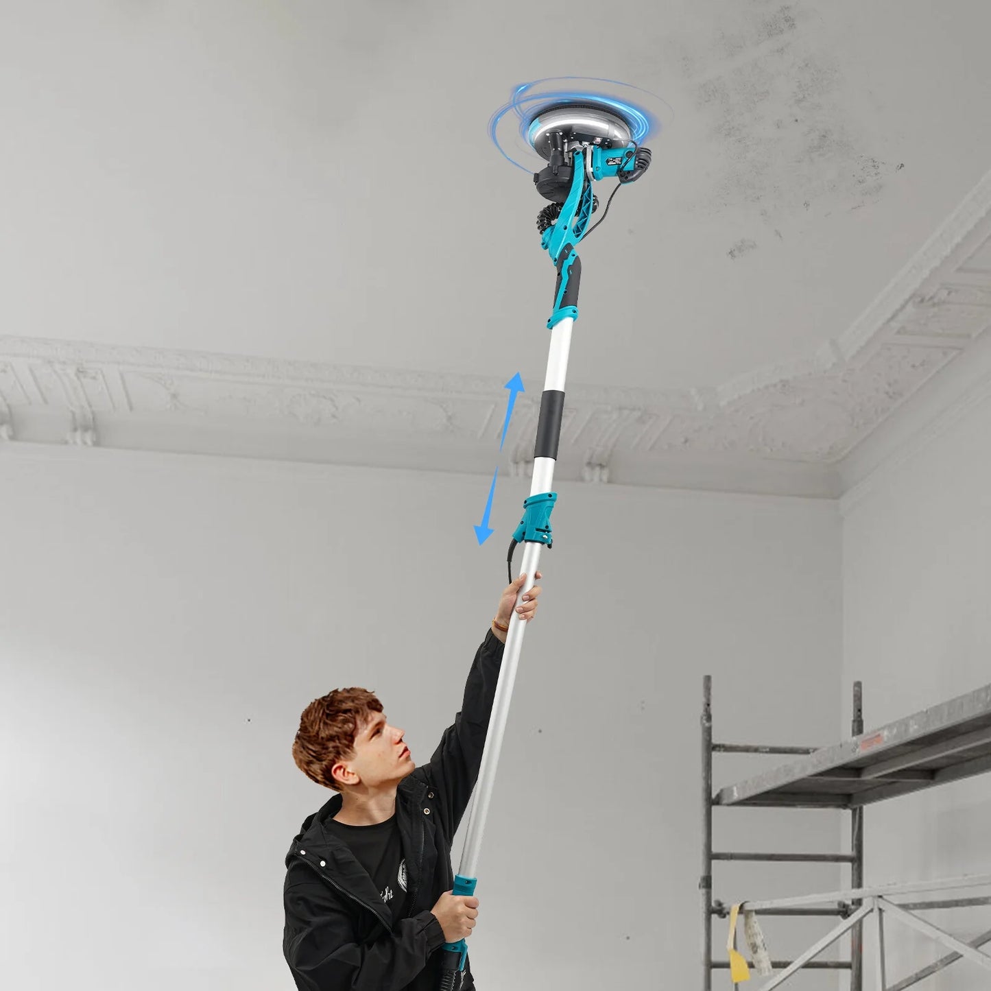 6 Gear Speed Orange Aluminum Alloy Electric Drywall Sander Vacuum with Dust Collection for Electric Ceiling and Wall