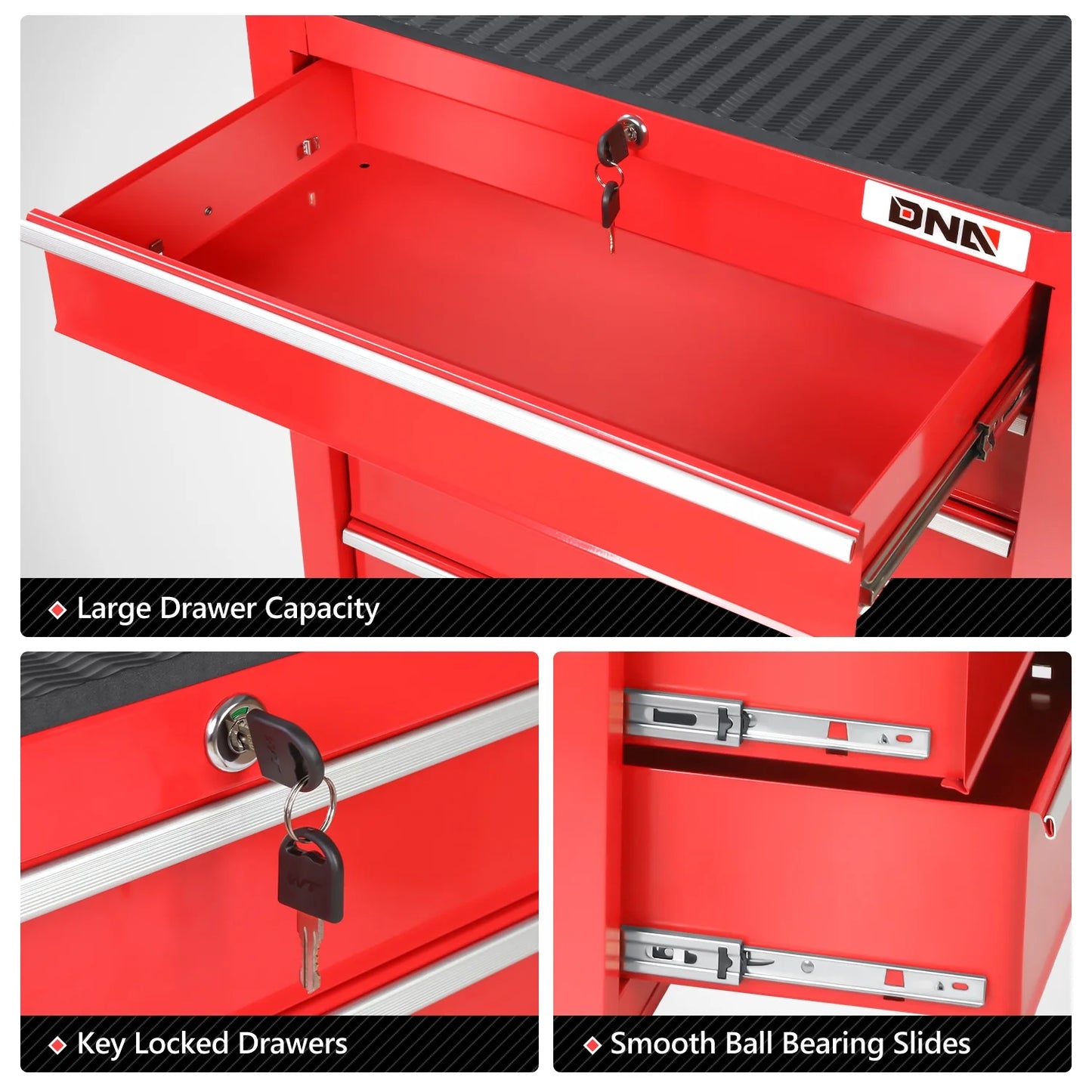 DNA Motoring TOOLS-00398 5 Drawer Portable Garage Warehouse Repair Tools Workshop Rolling Tool Cabinet Chest With Swivel Casters