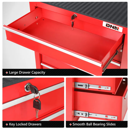 DNA Motoring TOOLS-00398 5 Drawer Portable Garage Warehouse Repair Tools Workshop Rolling Tool Cabinet Chest With Swivel Casters