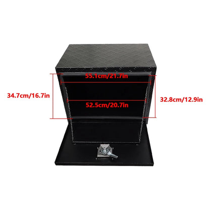 findmall 24 Inch Aluminum Diamond Plate Tool Box Trailer Tongue Box Chest Box Pickup Truck ATV Underbody RV Storage Box Organizer With Lock Key, Black