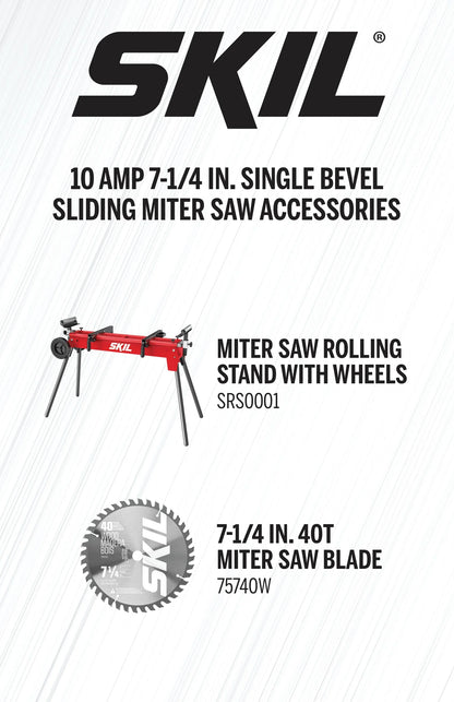 SKIL MS6316-00 10 Amp 7-1/4" Single Bevel Miter Saw with Compact Rail System & LED Shadow Line