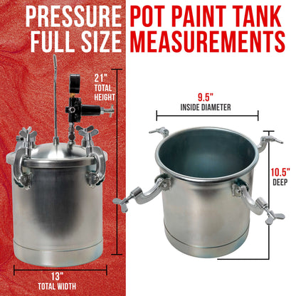 TCP Global Pressure Tank Paint Spray Gun with 1.5 Mm Nozzle 2-1/2 Gal. Pressure Pot & Spray Gun with Hoses