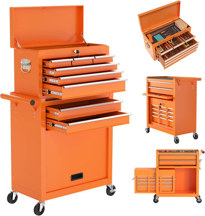 Odaof 8-Drawer Rolling Tool Chest on Wheels with Drawers Locking Toolbox Organizer for Mechanics Garage Workshop Blue