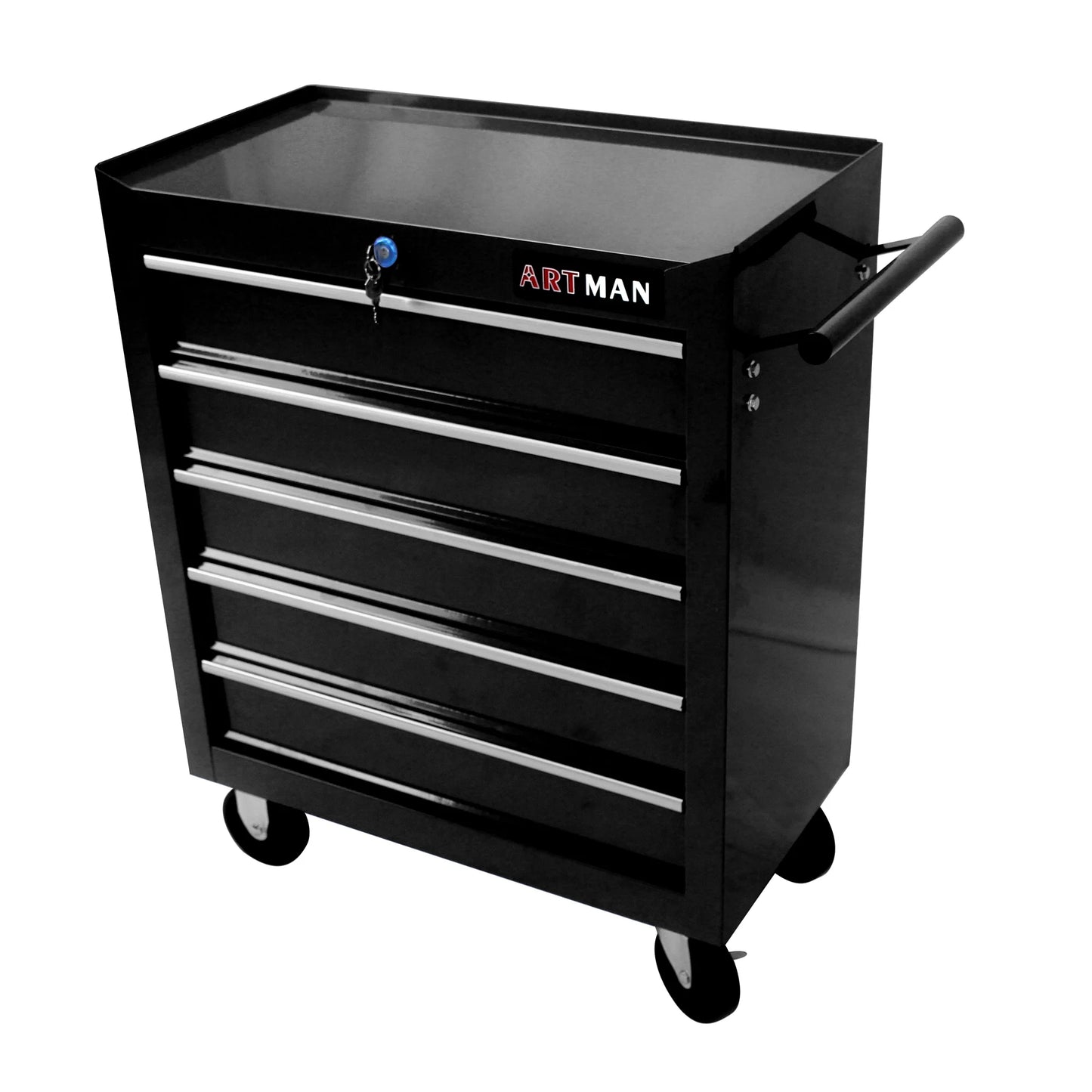 Witaxima 5-Drawer Tool Chest with Wheels & Lock, 24.25x12.99x29.33in Black Metal Tool Storage Cabinet for Garage Workshop, Heavy-Duty Rolling Tool Cart