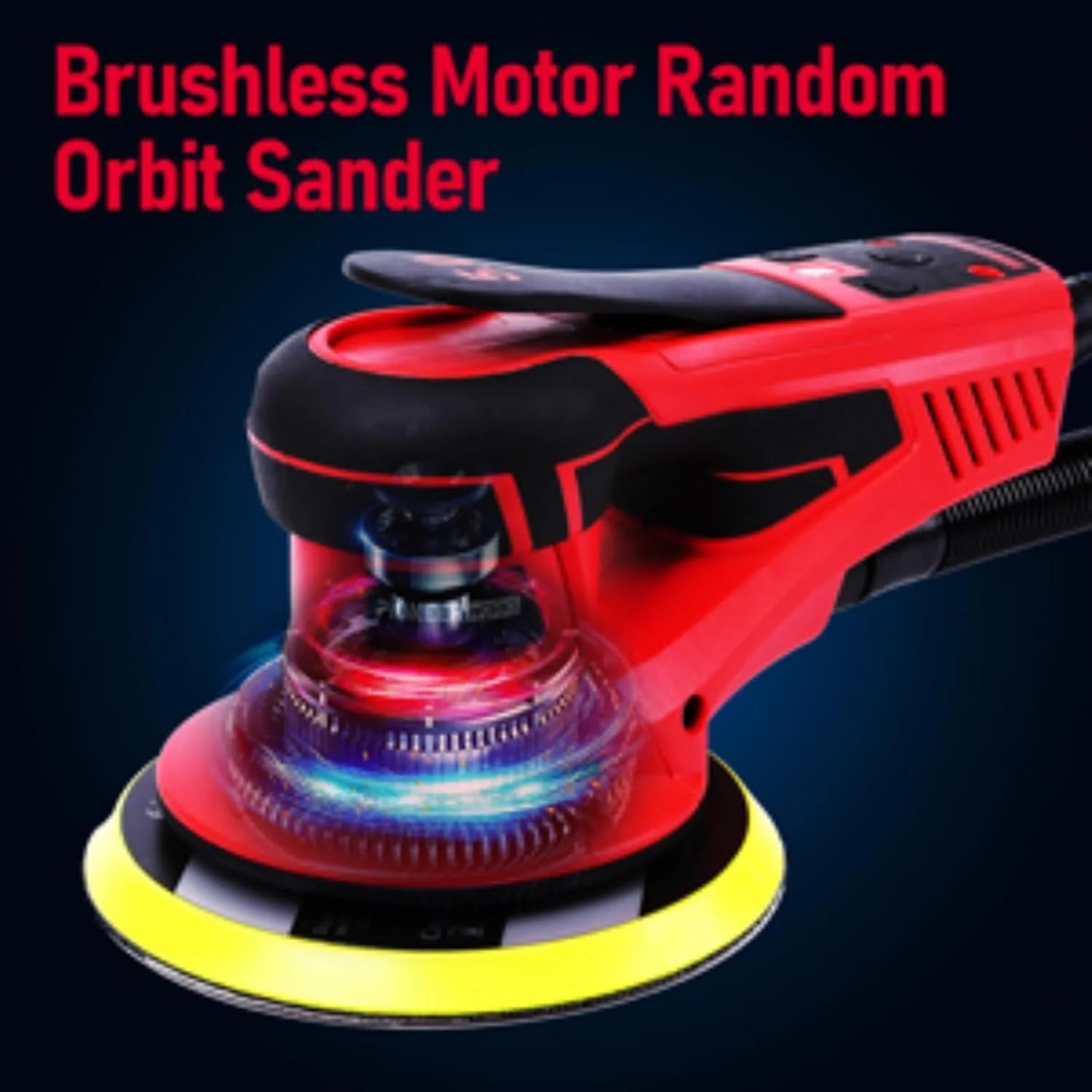Electric Random Orbital Sander, Brushless Motor, Powerful 350W & Low Vibration Palm Sander, 10000 RPM Variable Speed, 6-Inch for Woodworking, Polishing, Carpentry