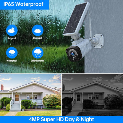 TOGUARD SC04 2K/4MP Solar Security Camera System Outdoor WiFi Wireless Bullet Surveillance Camera NVR HDMI Connector
