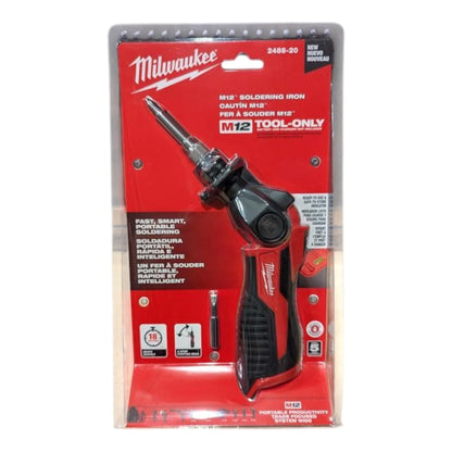 Milwaukee 2488-20 M12 Cordless Soldering Iron - Heats in 18 Seconds, Pivoting Head, REDLINK Indicator (Bare Tool)