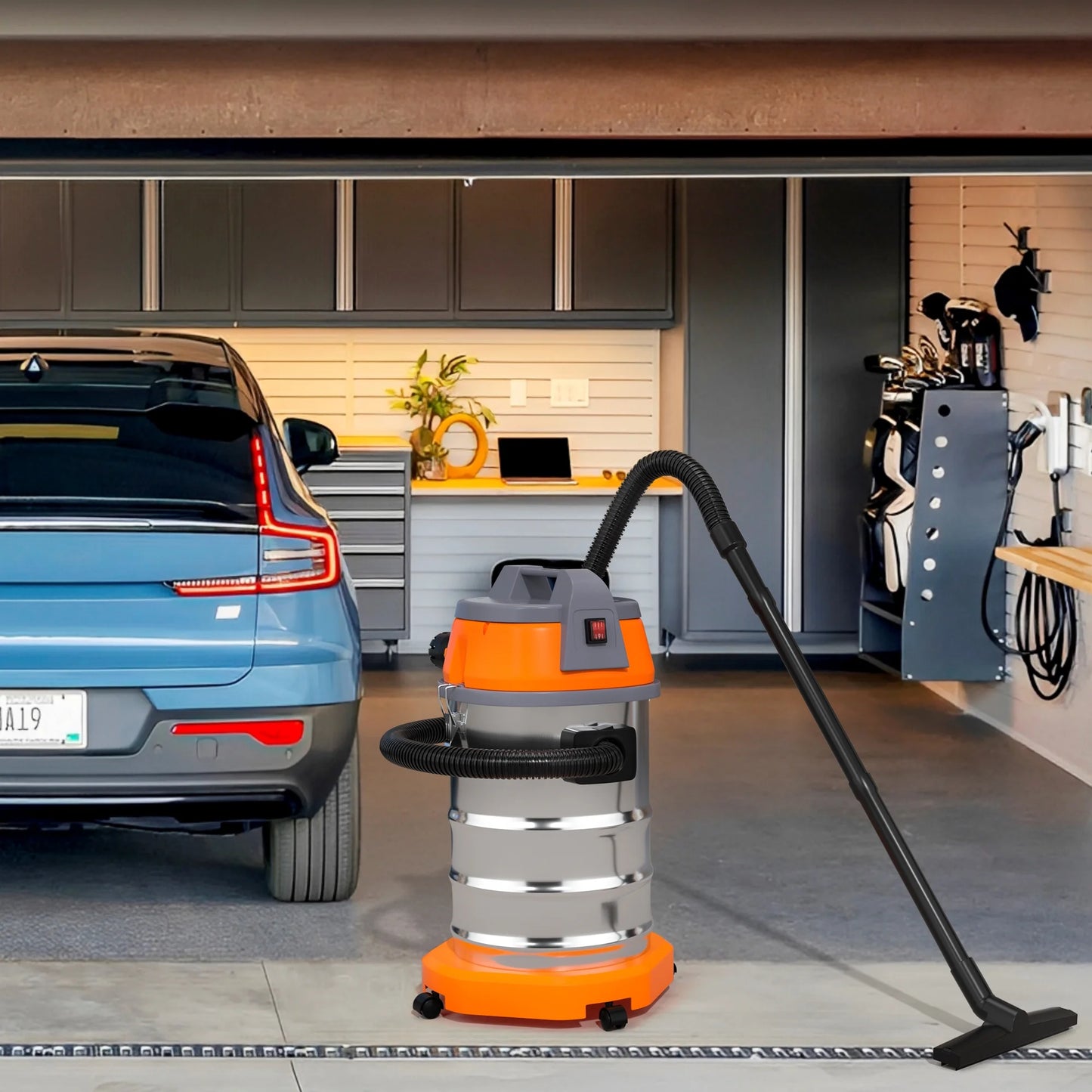 TOPTENG Wet Dry Vacuum Cleaner, 10 Gallon 3200w 8 Peak Stainless Steel Shop Vacuum Wet and Dry, with Filter and Attachments for House Garage Workshop Car