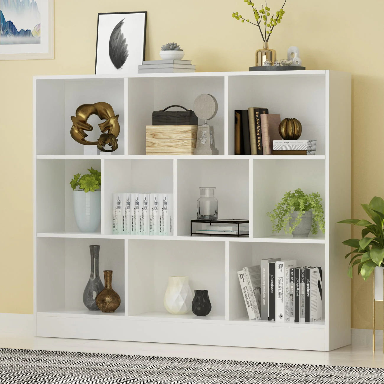 FUFU& GAGA 10-Cube Storage Shelf, Multipurpose Cubby Shelving Unit Display Storage Bookcase Bookshelf, Storage Cubes Organizer Cabinet for Home Office Living Room Bedroom, White(L 47.2in)