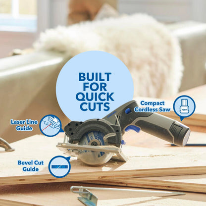 Dremel Blueprint 12V Compact Circular Saw with Integrated Laser Guide, 2Ah Li-Ion Battery and 3 3/8"Multi Material Blade (CS12V-S1)