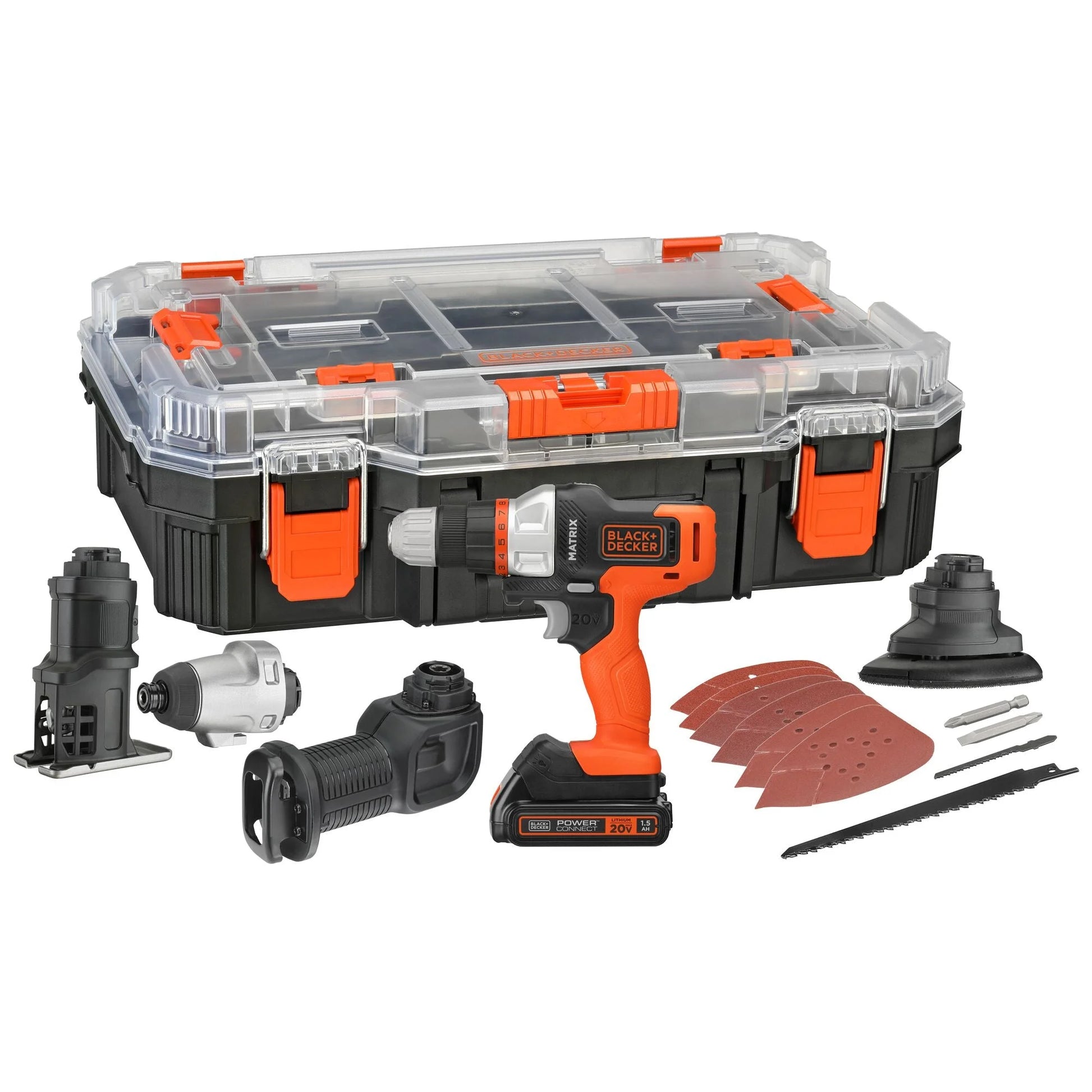 BLACK+DECKER MATRIX 20V MAX* Cordless 4-Tool Combo Kit with Storage (BDCDMT1204KITC1)