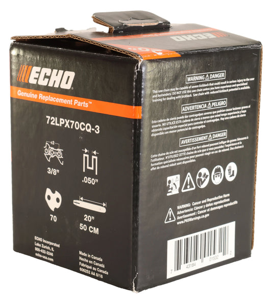 Echo 3 Pack Genuine OEM 20" Cutting Chain for CS-620P Saw - 72LPX70CQ-3PK