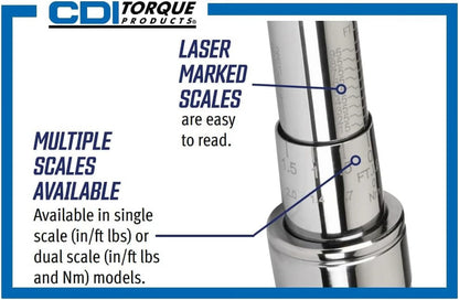 CDI Torque Products 2002MRMH 3/8-Inch Drive Metal Handle Click Type Torque Wrench, Torque Range 30 to 200-Inc