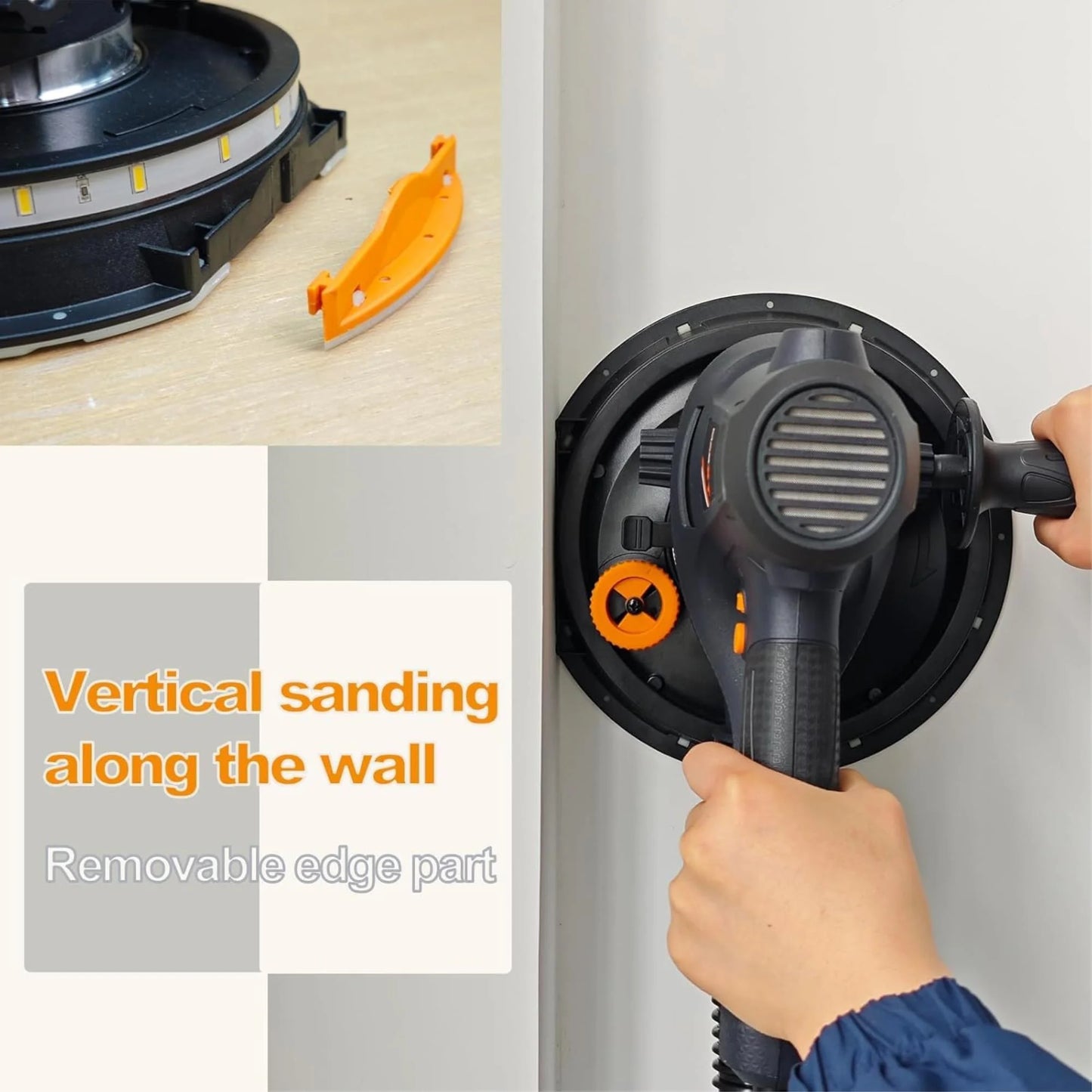 Handheld Drywall Sander 810W, Electric Sander for Walls,Rough and fine Sanding, 1500-2800RPM Variable Speed, Upgraded Pad, Adjustable Suction, Self-Dust-Extraction (120, Volts)[Unable to ship on weeke