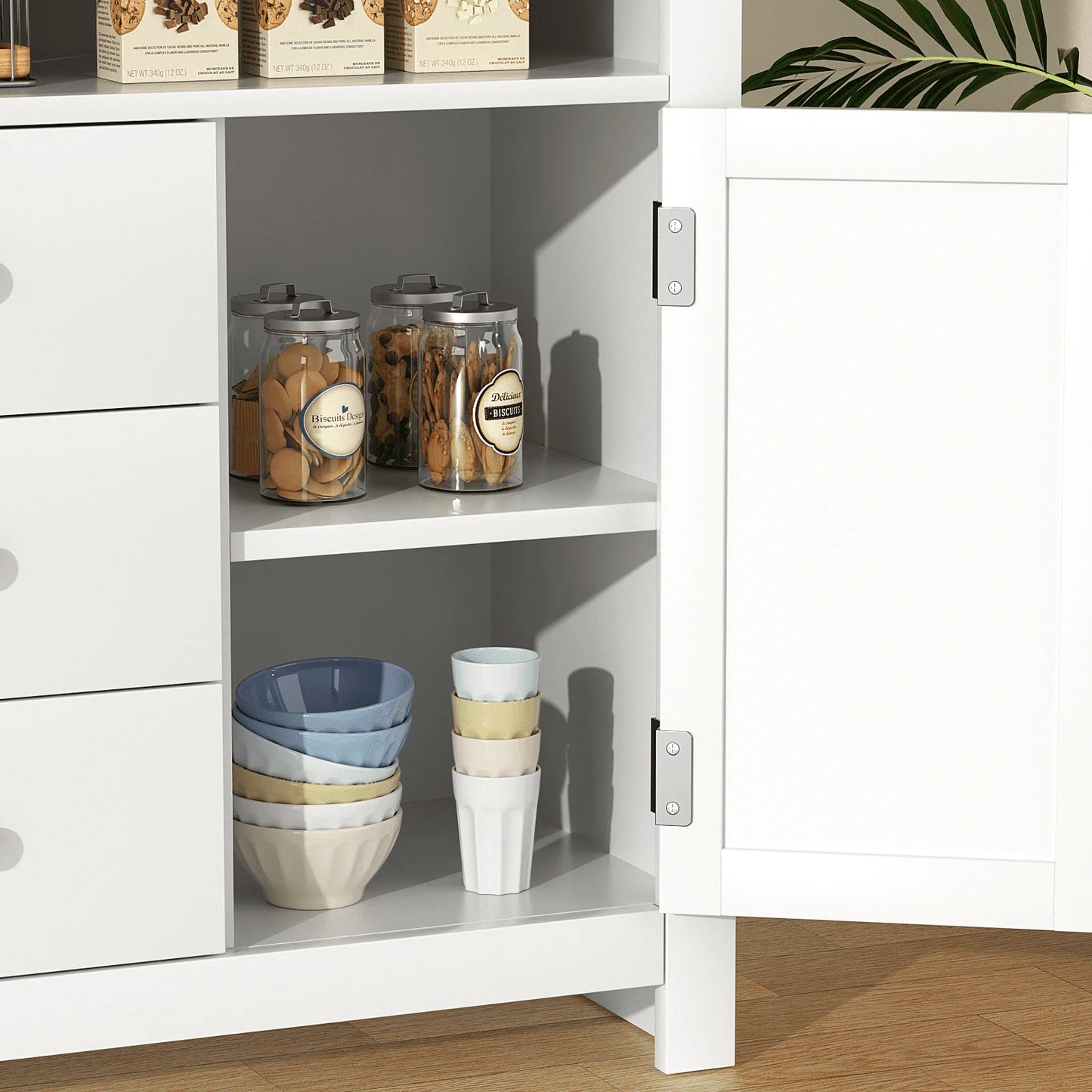 RichYa Sideboard Buffet Cabinet with Storage with 3 Drawers 2 Doors Wood Coffee Bar for Kitchen Dining Room Entryway