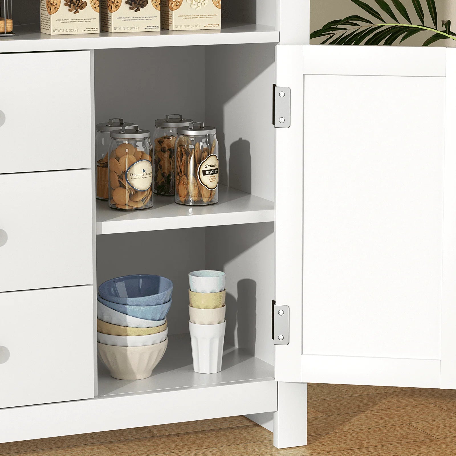 RichYa Sideboard Buffet Cabinet with Storage with 3 Drawers 2 Doors Wood Coffee Bar for Kitchen Dining Room Entryway