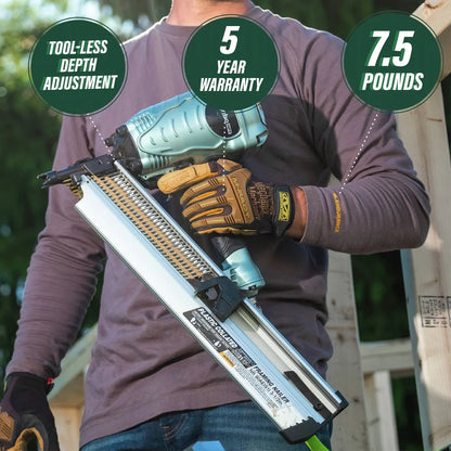 Metabo HPT Framing Nailer, Pro Preferred Brand of Pneumatic Nailers, 21 Degree Magazine, Accepts 2-Inch to 3-1/2-Inch Plastic Collated Nails, Ideal for Framing, Flooring, & Roof Decking, NR90AES1