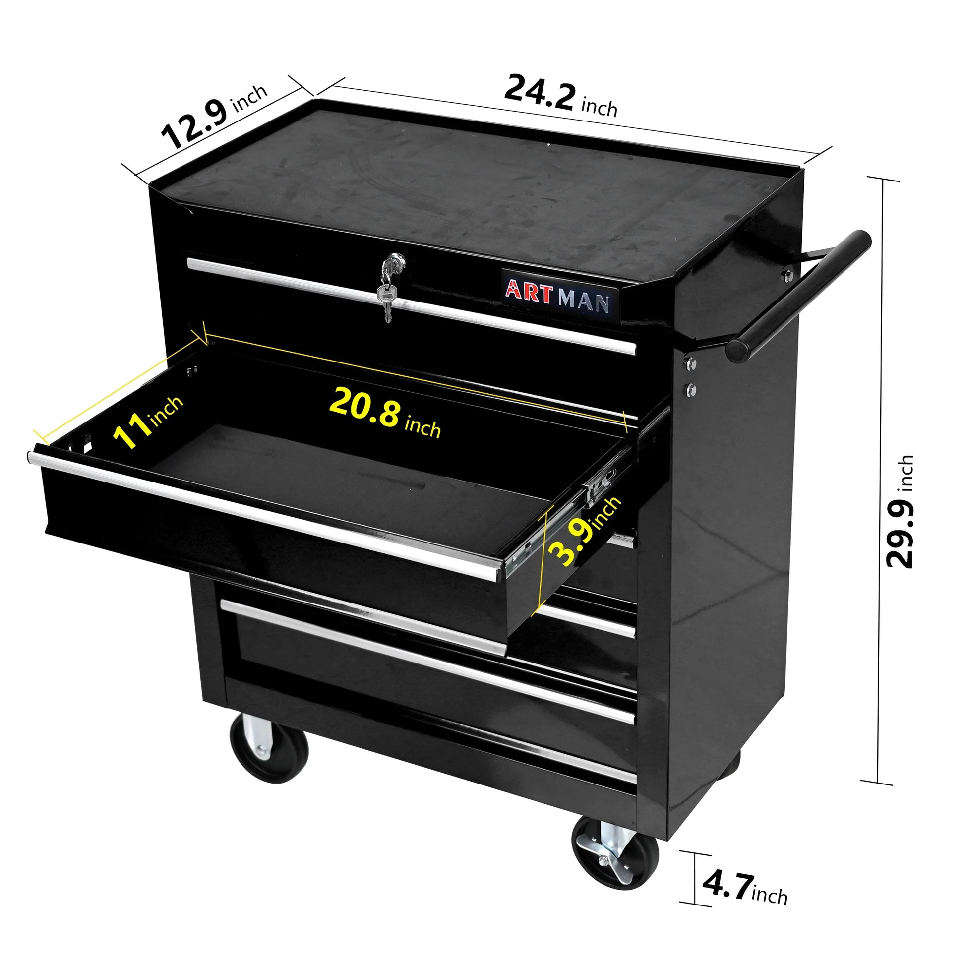 Lisonu 5-Drawer Rolling Tool Chest, Mobile Tool Storage Cabinet with Locking System & Wheels, Heavy-Duty Steel Organizer for Garage and Workshop, Green