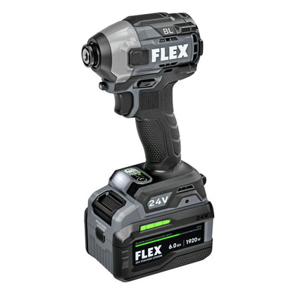 Flex 1/4"" Quick Eject Hex Impact Driver Kit w/Multi Mode Stacked Lithium Batte