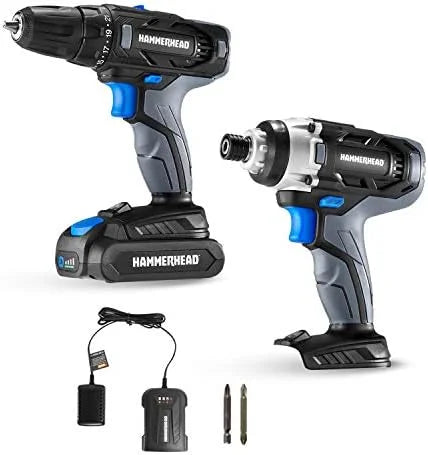 20V Cordless 2-Tool Combo Kit: Drill and Impact Driver with 1.5Ah Battery and Charger - HCC2020