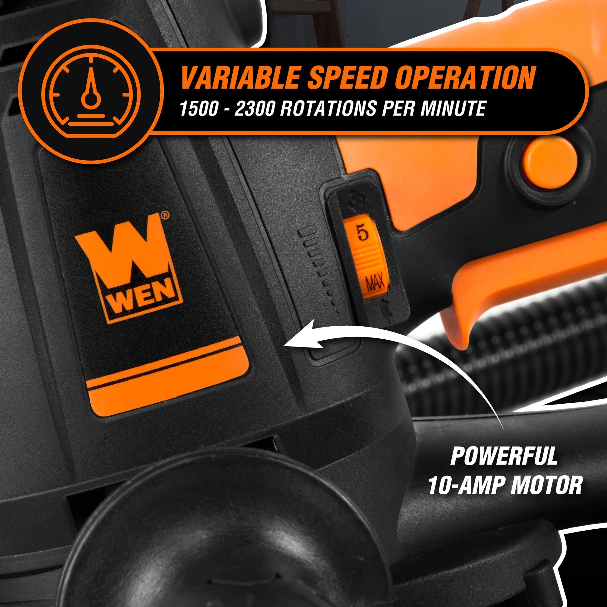 WEN 10-Amp Variable Speed Handheld Drywall Sander with Dust Hose and Collection Bag