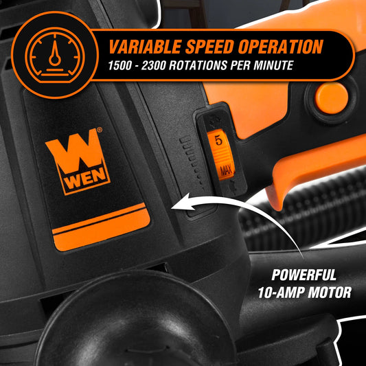 WEN 10-Amp Variable Speed Handheld Drywall Sander with Dust Hose and Collection Bag