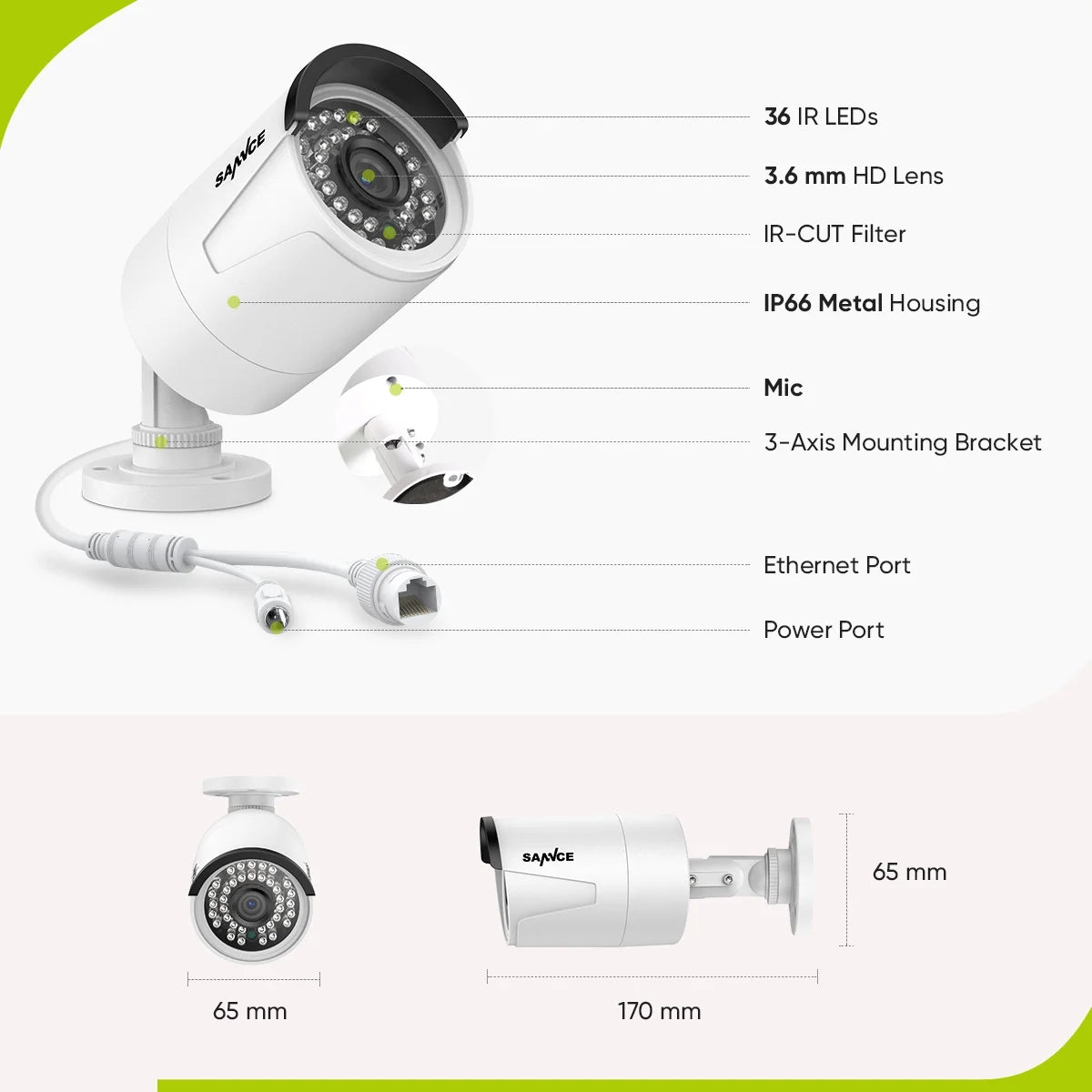 SANNCE 8CH 5MP Poe Home Security Camera System,2MP 8CH Poe NVR, 6pcs 1080P Outdoor Poe Cameras,No Hard Drive