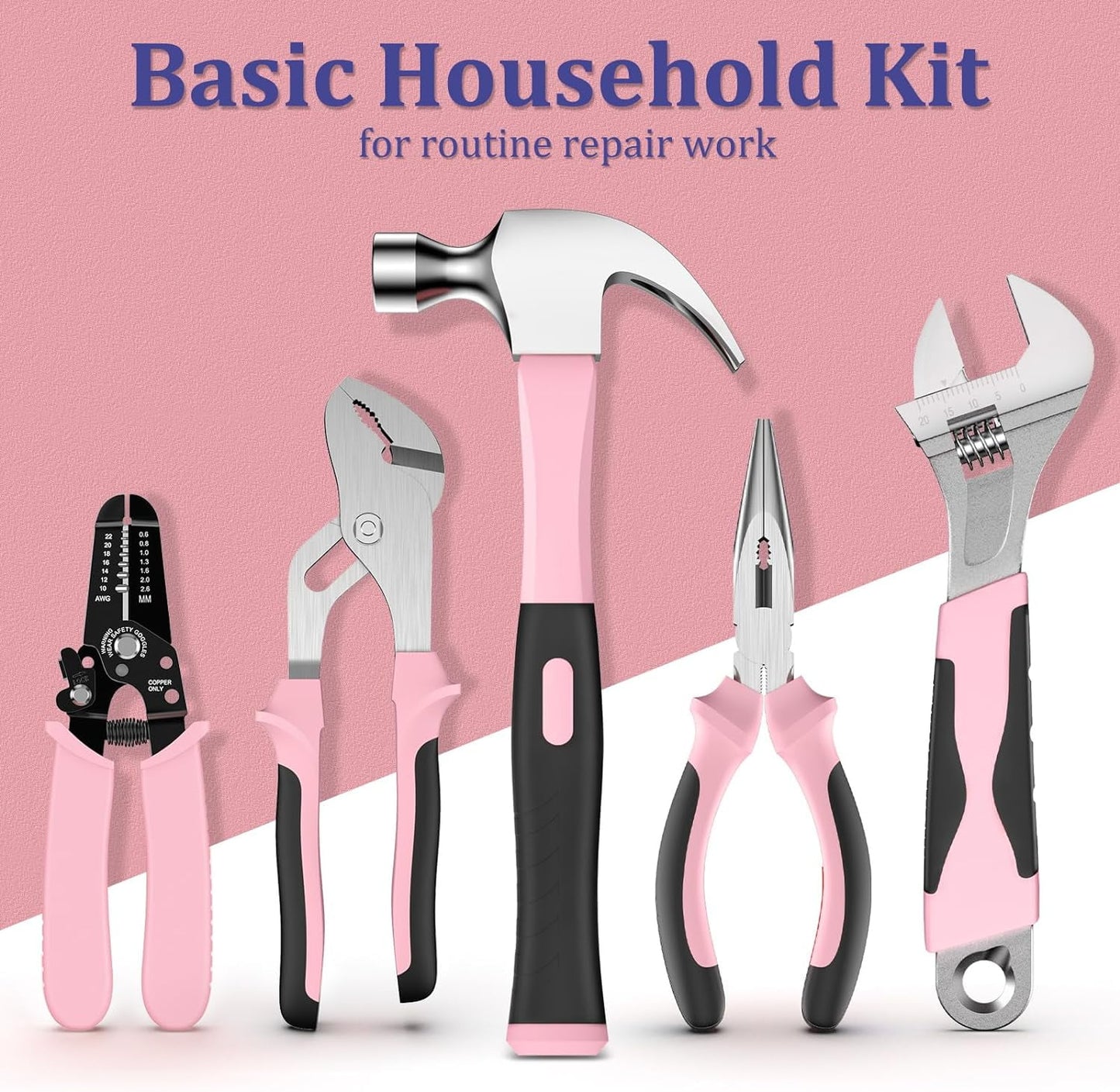 Home Tool Kit 281-PCs - General Basic Home Auto Repair Tool Kits - Complete Portable Hand Tool Sets for Women - Tool Box Set with Socket Wrench Set & Screwdriver Sets & Hex Key & Pliers