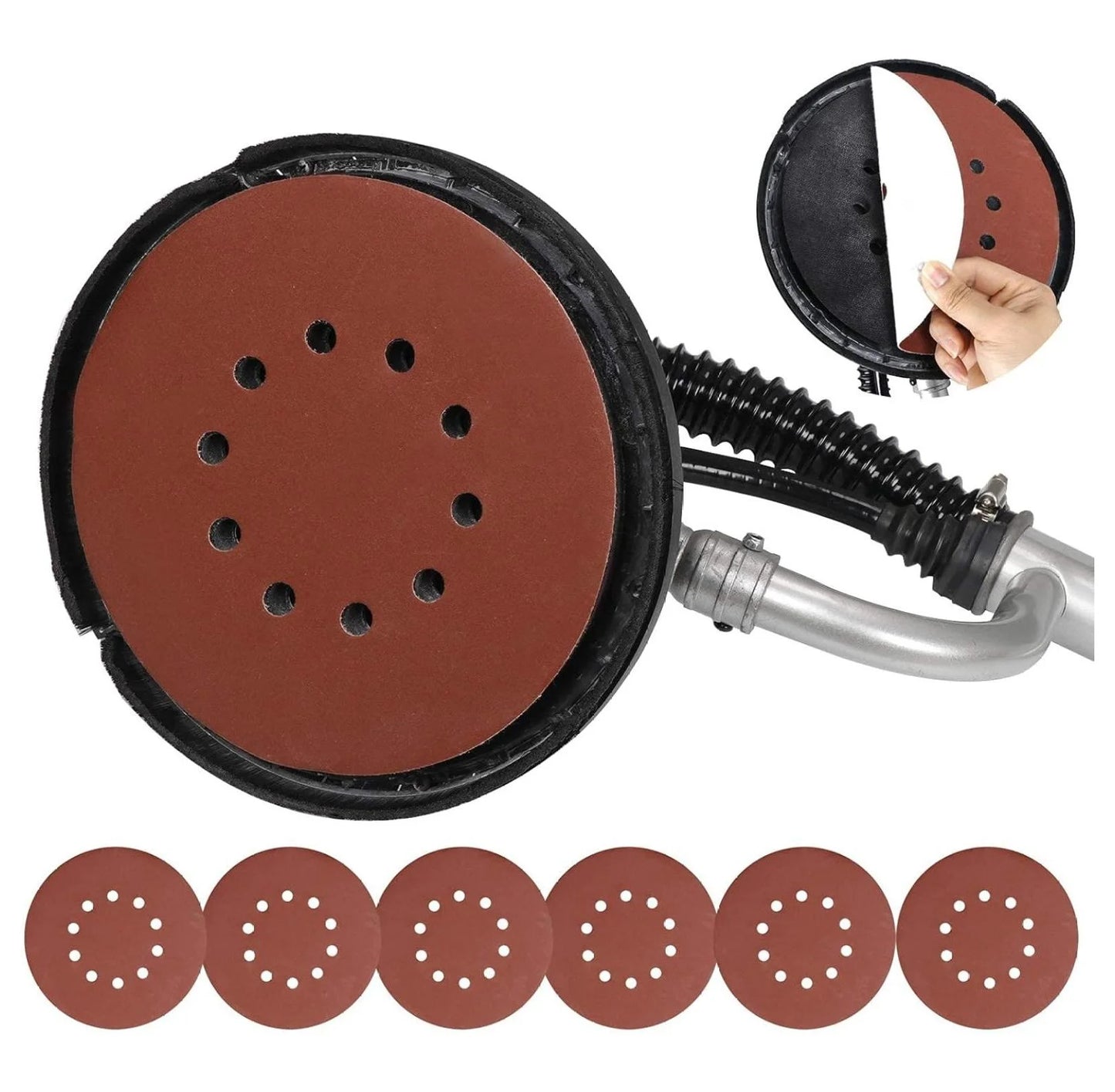Electric Drywall Sander 800w Adjustable Variable 6 Speed Disc Sander w/6 Sand Pads, 1000-2000RPM