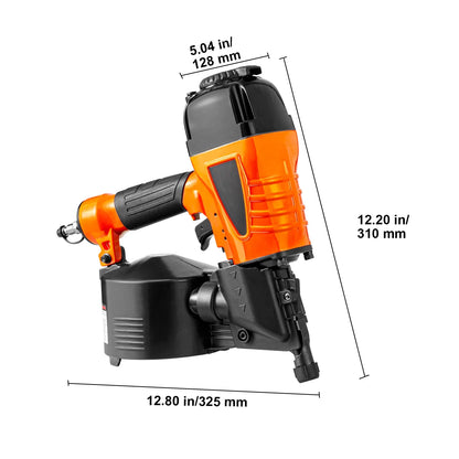 KFFKFF Pneumatic Coil Siding Nailer CN65, Adjustable 1-1/4" to 2-1/2" 15 Degree, 70-120PSI, Ideal for Siding, Sheathing, Woodworking, Fencing, and Decking