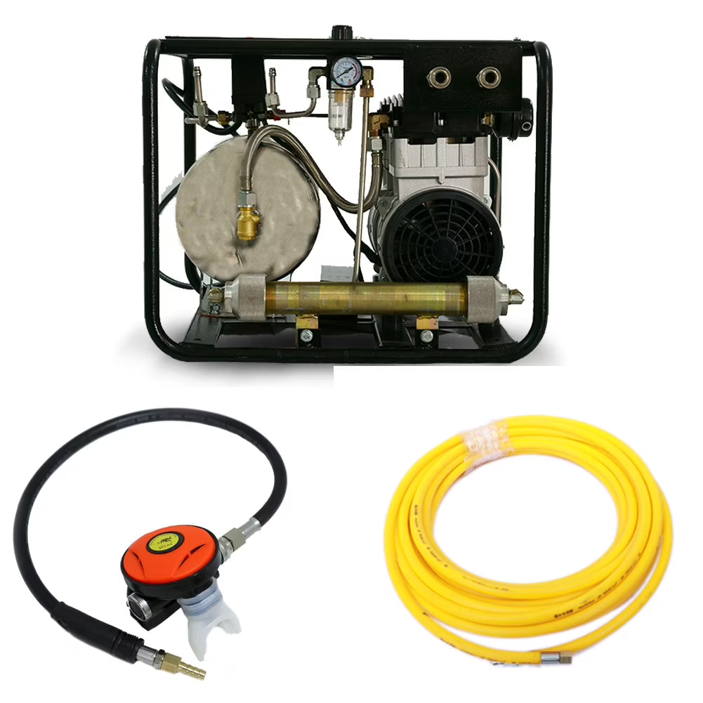 HPDAVV Diving Air Compressor 10V with 50ft Breathing Hose & Scuba Diving Regulator