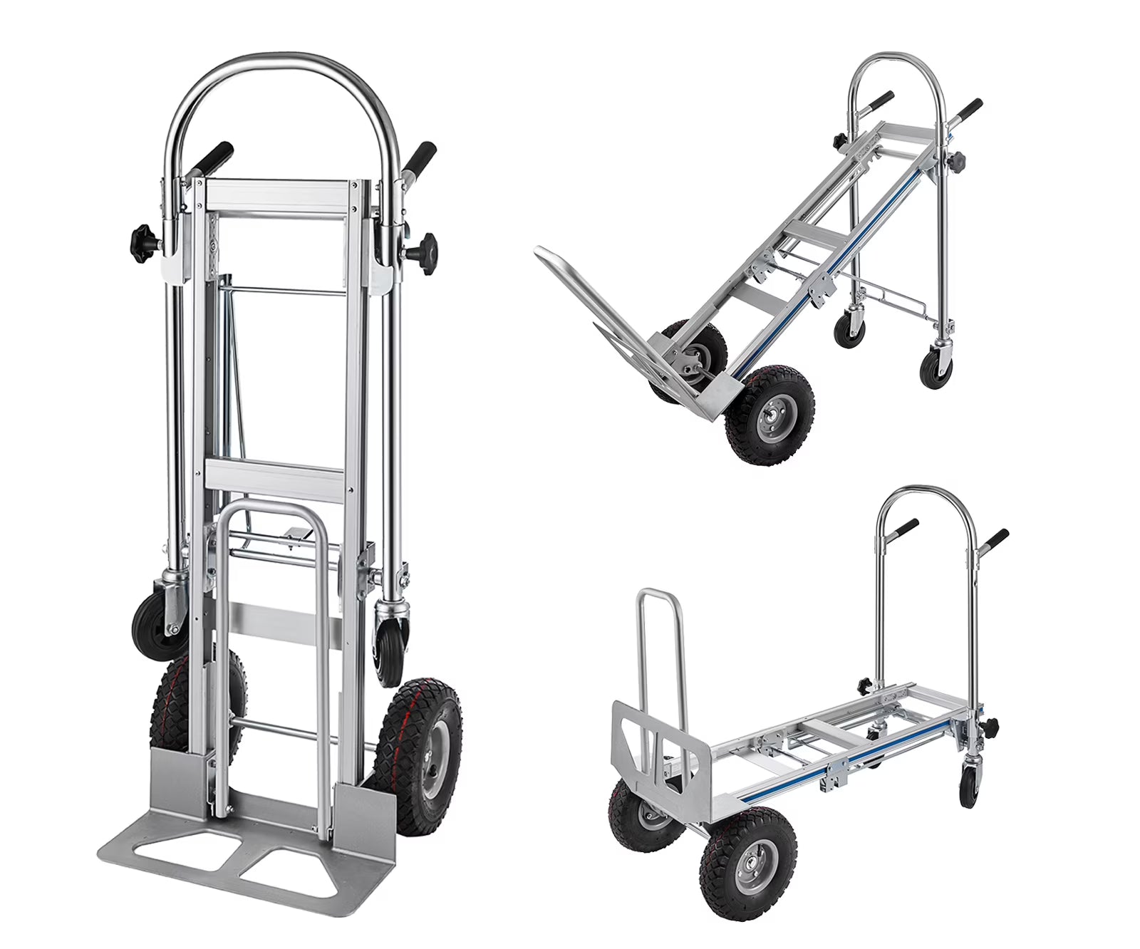 SHZOND 3 in 1 Convertible Hand Truck 1000 LBS Weight Capacity Heavy Duty Hand Truck Durable Aluminum and Steel Construction 4 Wheels Hand Truck Dolly