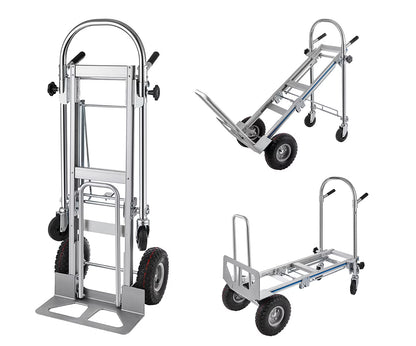 SHZOND 3 in 1 Convertible Hand Truck 1000 LBS Weight Capacity Heavy Duty Hand Truck Durable Aluminum and Steel Construction 4 Wheels Hand Truck Dolly
