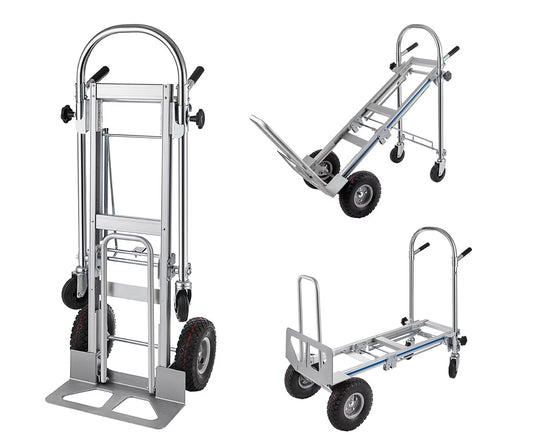 SHZOND 3 in 1 Convertible Hand Truck 1000 LBS Weight Capacity Heavy Duty Hand Truck Durable Aluminum and Steel Construction 4 Wheels Hand Truck Dolly