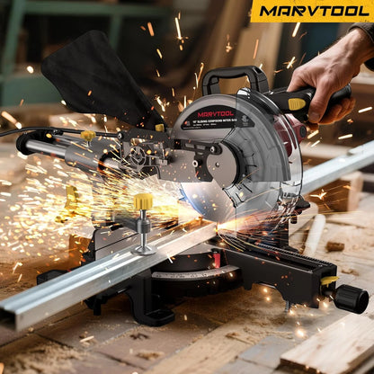 MarvTool 10-inch Sliding Compound Miter Saw Single Bevel 0-45? with Extension Table 36T Blade