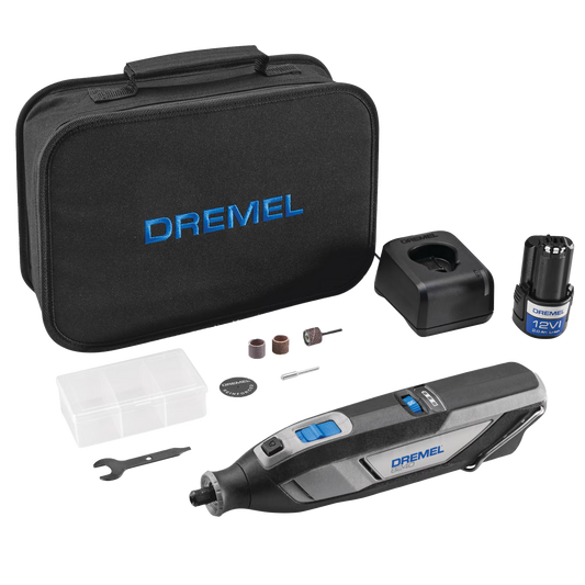 Dremel 8240/5 12V-Cordless Variable Speed Rotary Tool, 2Ah Li-Ion Battery with 5 Accessories, & Dremel Soft Case