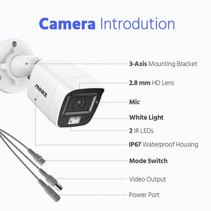 ANNKE 8CH 5MP Security Camera System, 3K AI DVR and 8x3K CCTV Camera with Dual Light, Human/Vehicle Detection, IP67, Color Night Vision, 0TB HDD, Audio/Mic