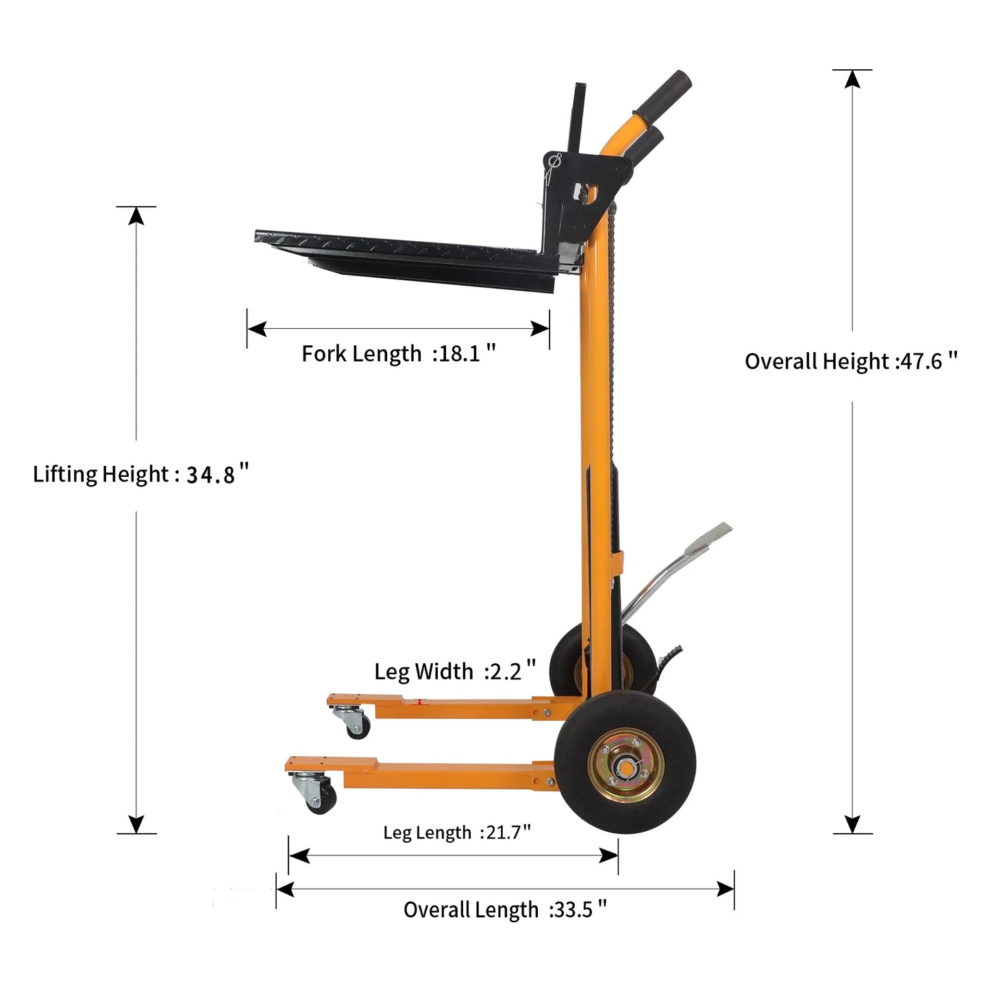 APOLLOLIFT Material Lift Mini Manual Stacker with Removable Flat Bed, 440lbs Load Capacity, 35.4" Max Lifting Height