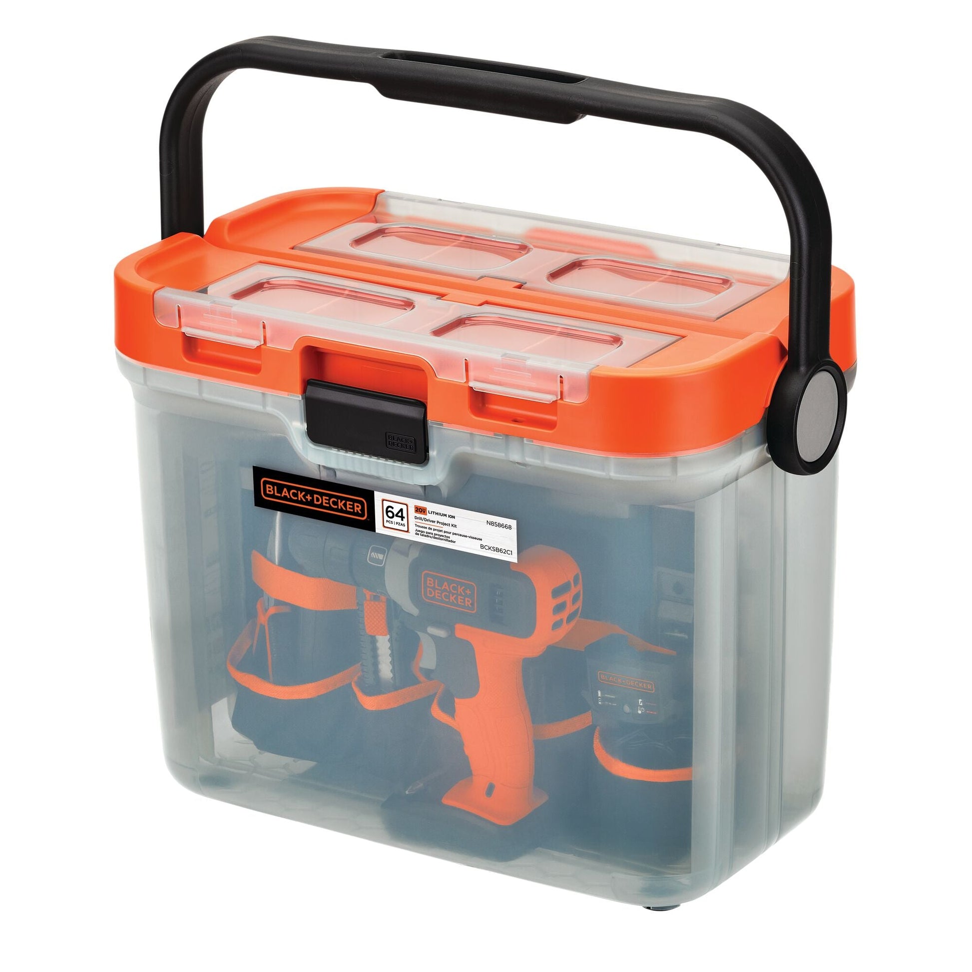 BLACK+DECKER 20V, Battery Hex Chuck Drill Driver, 2Ah, 64 Piece