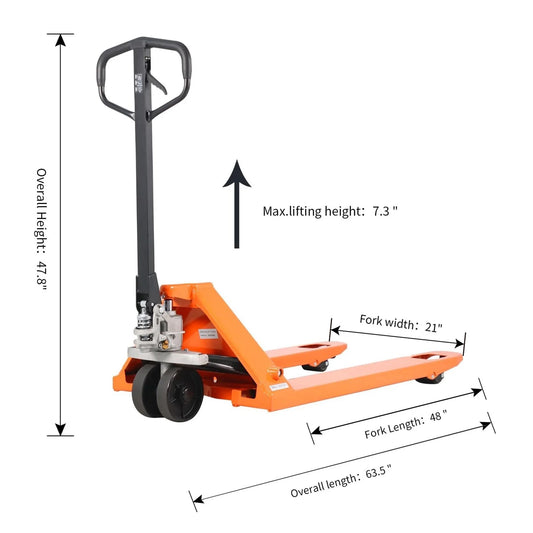 Tory Carrier 2PCS 5500lb Hydraulic Manual Pallet Jack Truck 48"Lx21"W Fork Orange