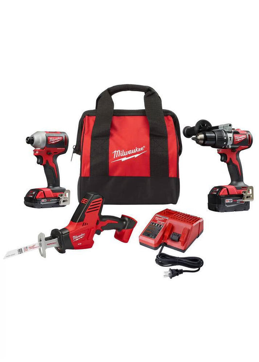Milwaukee 2799-22CXP M18 Combo Kit 18-Volt Lithium-Ion Cordless Compact Brushless Hammer Drill Impact Combo Kit
