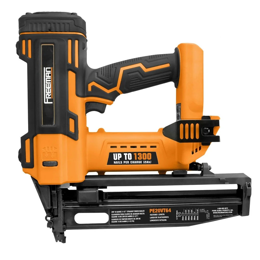 Freeman PE20VT64 20 Volt Cordless 16-Gauge 2-1/2" Straight Finish Nailer (Tool Only) - 1300 Shots per Charge