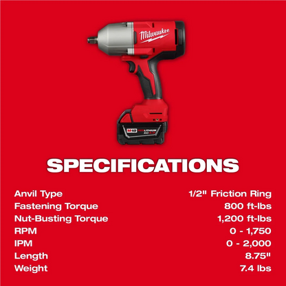 Milwaukee 2666-21B 18V, 1/2" Cordless Friction Ring Impact Wrench