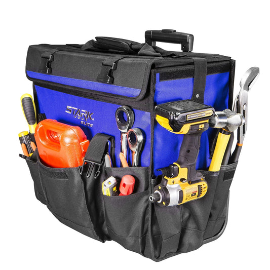 Stark USA 20'' Rolling Tool Bag, Waterproof Tool Bag with Wheels, Portable Storage Organizer Rolling Tool Tote, for Electrician, Construction